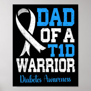 Vater eines T1d-Kriegers Diabetes Awareness Blue R Poster