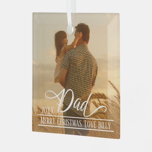 Vater Elegantes Weihnachtsfest Foto Personalisiert Ornament Aus Glas (Vorderseite links)