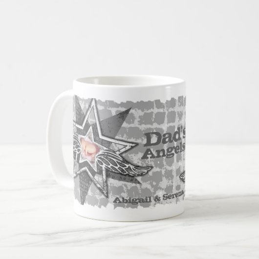 Väter Engel in Sternen Foto graue Tasse (Vorderseite Links)