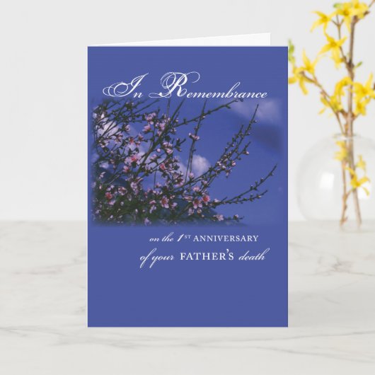 Vater, Erinnerungs-1. Jahrestag Karte (Gelbe Blume)