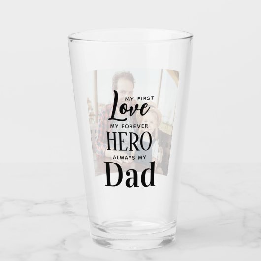 Vater Erste Liebe Forever Hero Personalisiertes Fo Glas (Vorderseite)