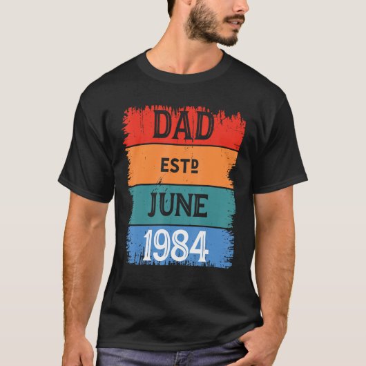 Vater Est 1984 Proud Papa Grandpa Liebe Best Daddy T-Shirt (Vorderseite)