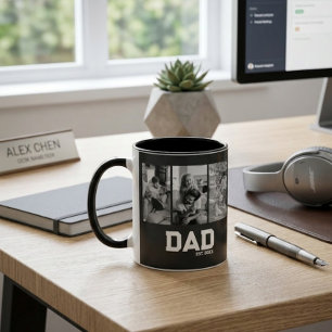 Vater Est 3 Foto Schwarz & Weiß Jahr Vatertag Tasse