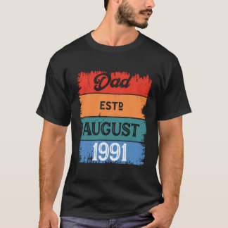 Vater Est August 1991 Proud Papa Bester Papa Klass T-Shirt