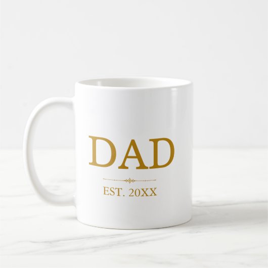 Vater Est. Datum mit Kindernamen Gold-Script Kaffeetasse (Links)