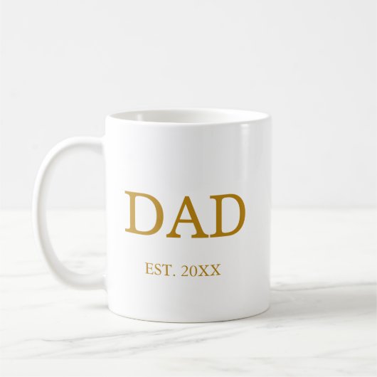 Vater Est. Datum mit Kindernamen Gold-Script Kaffeetasse (Links)