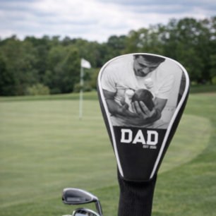 Vater Est. Foto Schwarz-Weiß-Jahr Vatertag Golf Headcover