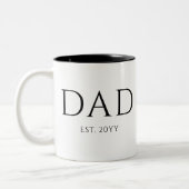 Vater Est Modern New Daddy zum Vater geworben Zweifarbige Tasse (Links)