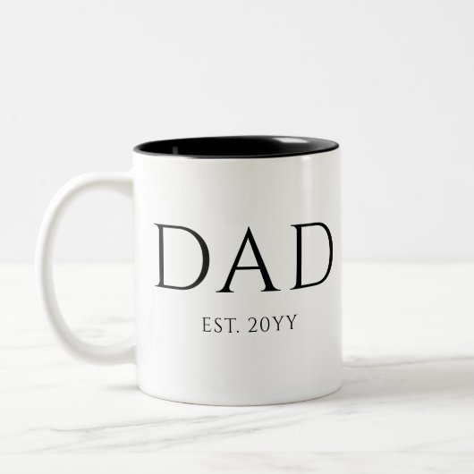 Vater Est Modern New Daddy zum Vater geworben Zweifarbige Tasse (Links)