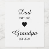 Vater est. & Opa est. - Geschenk für ein benutzerd Weinetikett (Einzelnes Label)