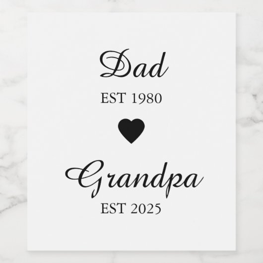 Vater est. & Opa est. - Geschenk für ein benutzerd Weinetikett (Einzelnes Label)
