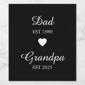 Vater est. & Opa est. - Geschenk für ein benutzerd Weinetikett (Einzelnes Label)