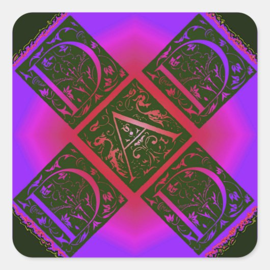 Vater Extravagant Typografie Muster Schwarz & Lila Quadratischer Aufkleber (Vorderseite)