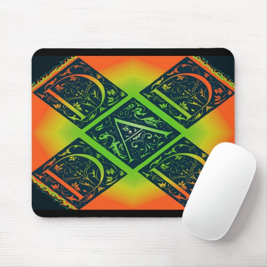 Vater Extravagant Typografie Muster Schwarz-Orange Mousepad (Mit Mouse)