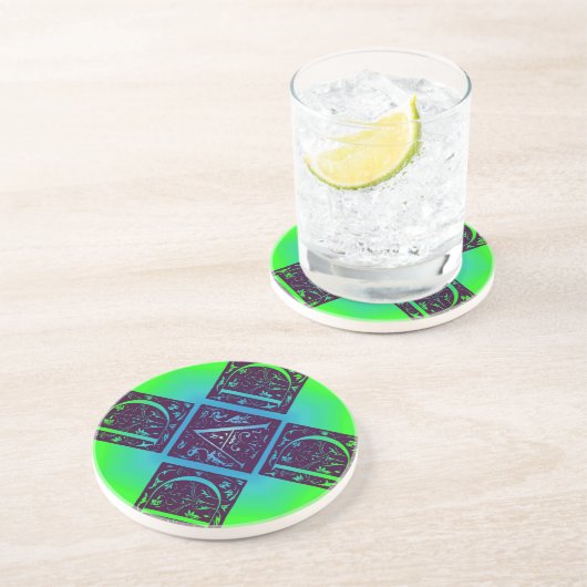 Vater Extravaganter Text Blau und Grün Untersetzer (Seite)