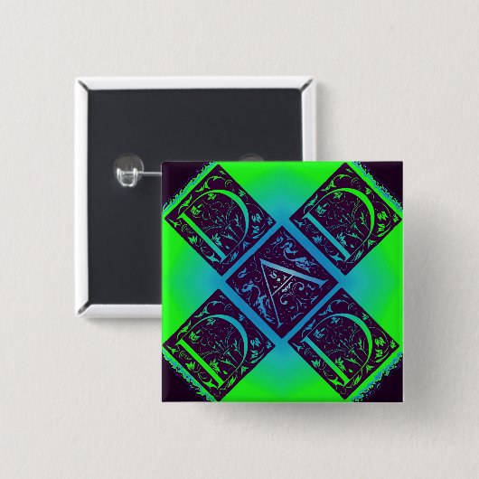 Vater Extravaganter Text Grün Blau Hintergrund Button (Vorne & Hinten)