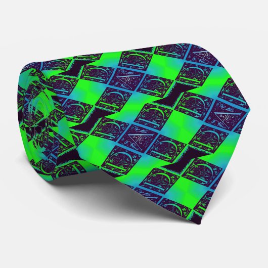 Vater Extravaganter Text Grün Blau Hintergrund Krawatte (Gerollt)