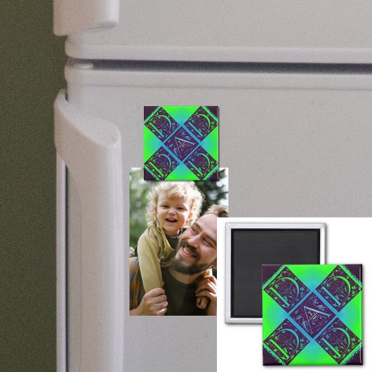 Vater Extravaganter Text Grün Blau Hintergrund Magnet