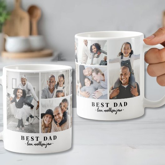 Vater Familienfoto-Collage Vater Kaffeetasse