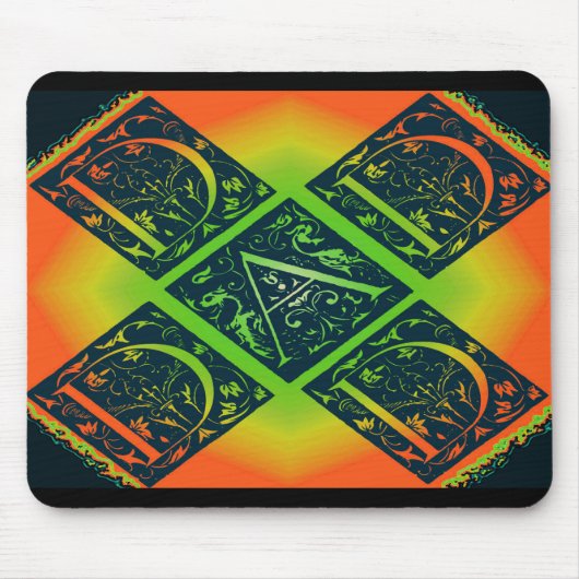 Vater Fancy Typography Muster Schwarz & Orange Mousepad (Vorne)