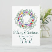 Vater farbenfroher Weihnachtskranz Feiertagskarte (Stehend Vorderseite)