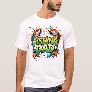 Vater farbiger Fisch Graffiti weiß T-Shirt