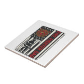 Vater-Feuerwehrmann-Design mit Distressed-Flagge V Fliese (Seite)