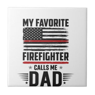 Vater-Feuerwehrmann-Flagge Vintage-Gravur-Design_1 Fliese