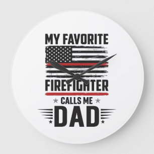 Vater-Feuerwehrmann-Flagge Vintage-Gravur-Design_1 Große Wanduhr