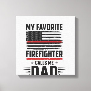 Vater-Feuerwehrmann-Flagge Vintage-Gravur-Design_1 Leinwanddruck