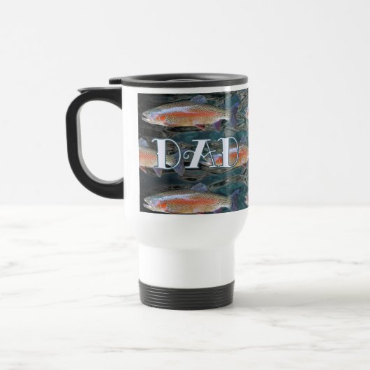 Vater Fischer Regenbogenforelle Reisebecher (Links)