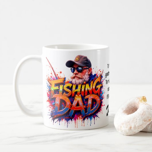 Vater Fisherman Graffiti Zitat Kaffeetasse (Mit Donut)