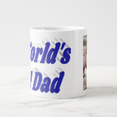 Vater Foto blauer Text Jumbo-Tasse (Vorderseite)