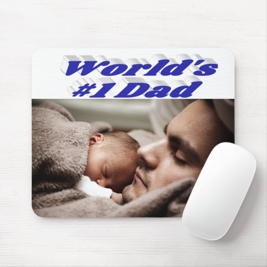 Vater Foto blauer Text Mousepad (Mit Mouse)