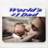 Vater Foto blauer Text Mousepad (Vorne)