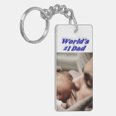 Vater Foto blauer Text Schlüsselanhänger (Vorderseite links)