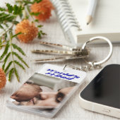 Vater Foto blauer Text Schlüsselanhänger (Vorderseite rechts)