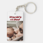 Vater Foto burgundy Text Schlüsselanhänger (Rückseite)