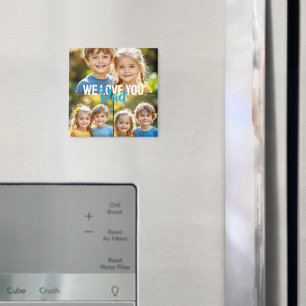 Vater-Foto-Collage-Magnet Blau Liebesbotschaft Magnet