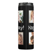 Vater Foto Collage Vathers Day in Schwarzweiß Thermosbecher (Rückseite)