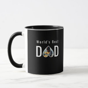 Vater-Foto in schwarzem Herzrahmen moderne Texte Tasse