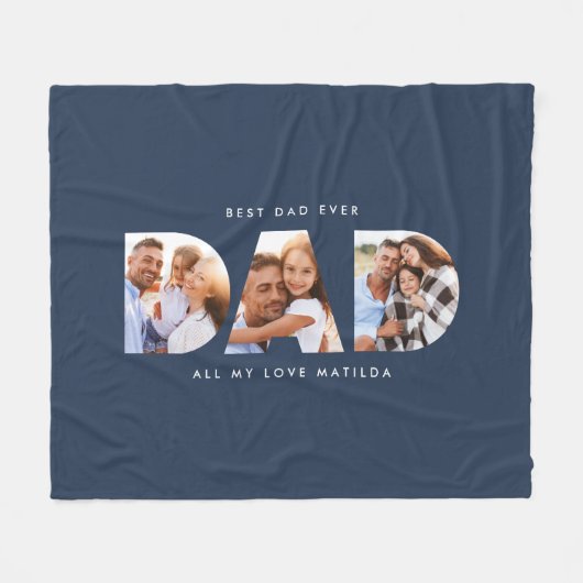 Vater Foto Moderne Typografie Kindergeschenk Fleecedecke (Vorderseite (Horizontal))