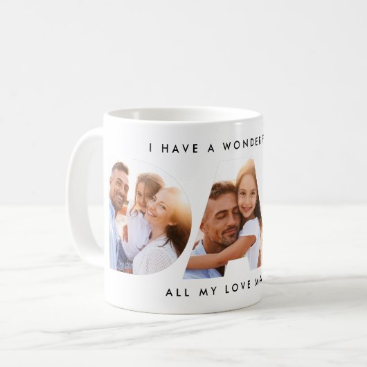Vater Foto Moderne Typografie Kindergeschenk Kaffeetasse (Vorderseite Links)