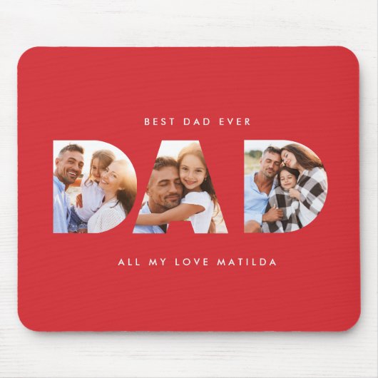 Vater Foto Moderne Typografie Kindergeschenk Mousepad (Vorne)