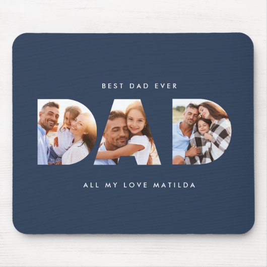 Vater Foto Moderne Typografie Kindergeschenk Mousepad (Vorne)