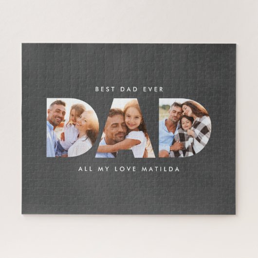 Vater Foto Moderne Typografie Kindergeschenk Puzzle (Horizontal)