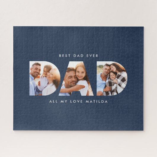 Vater Foto Moderne Typografie Kindergeschenk Puzzle (Horizontal)