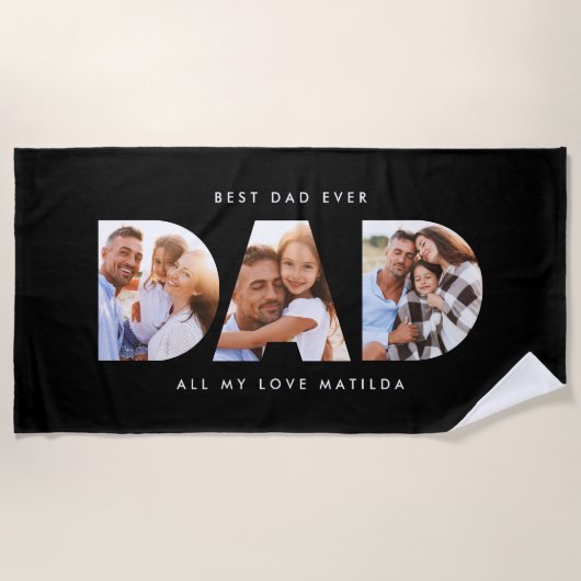 Vater Foto Moderne Typografie Kindergeschenk Strandtuch (Vorderseite)