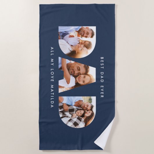 Vater Foto Moderne Typografie Kindergeschenk Strandtuch (Vorderseite)