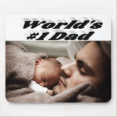 Vater Foto Schwarzer Text Mousepad (Vorne)